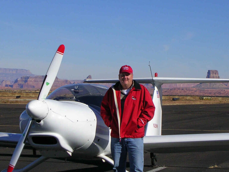 Russ Hustead with motor glider at Page AZ